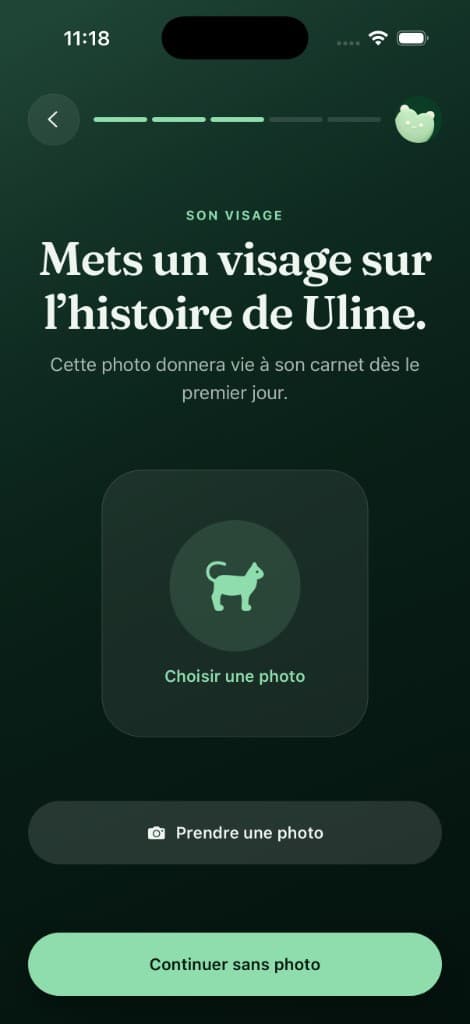 Cordi onboarding: choosing the pet's photo